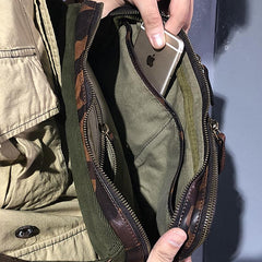 Cool Leather Mens Camouflage Chest Bag Sling Bag Crossbody Pack Black One Shoulder Backpack for men