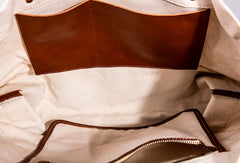 Handmade Genuine Leather Canvas Handbag Tote Large Shopper Bag Purse Handbag Shoulder Bag Purse For Women - EverHandmade