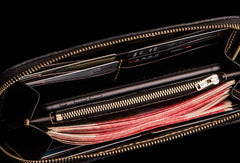 Handmade leather Geneisha biker wallet clutch zip long wallet black leather men phone - EverHandmade
