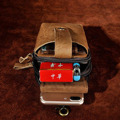 Mens Small Leather Holster Belt Case Belt Pouch Cell Phone Waist Pouch for Men