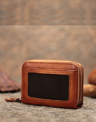Leather Zipper Card Wallets Cute Small Women Double Zip Card Wallets For Ladies