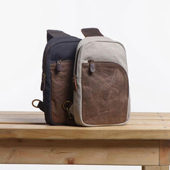 Cool Canvas Gray Mens Sling Bag Chest Bag One Shoulder Pack for men