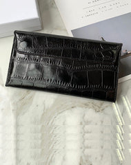 Cute Women Green Vegan Leather Long Wallet Crocodile Pattern Card Holder Clutch Wallet For Women