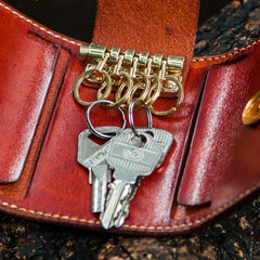Handmade Leather Tooled Mens Cool Car Key Wallets Car Key Holder Car KeyChain for Men