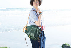 Handmade Leather cute backpack bag shoulder bag green women leather purse - EverHandmade