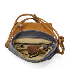 Cool Mens Waxed Canvas Leather Small Courier Bags Canvas Side Bags Messenger Bag for Men