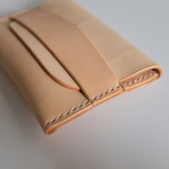 Handmade LEATHER Beige Womens Small Card Wallet Leather Small Coin Change Wallet FOR Women