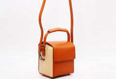 Stylish Leather Womens Box Handbag Doctor Purse Shoulder Bag for Women - EverHandmade
