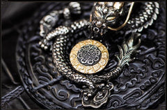 Handmade Leather Chinese Dragon Mens Chain Biker Wallet Cool Leather Wallet Long Clutch Wallets for Men