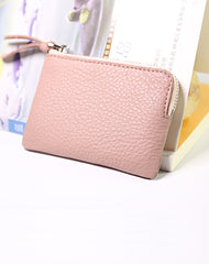 Cute Women Leather Mini Zip Coin Wallet Pink Coin Wallets Small Slim Zip Change Wallet For Women