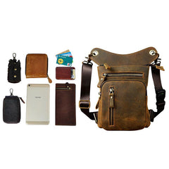 Cool Leather Mens Drop Leg Bag Belt Pouch Waist Bag Shoulder Bag for Men