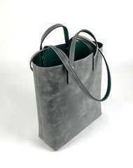 Cute Womens Gray&White Leather Shoulder Tote Bag Best Tote Handbag Shopper Bag Purse for Ladies