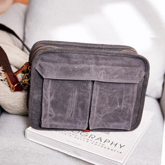 Canvas Cool Mens Small Square Side Bag Canvas Messenger Bags Canvas Travel Courier Bags for Men