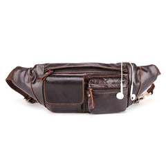 Cool Brown Leather Men's Fanny Pack Hip Pack Waist Bag Chest Bag For Men