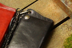 Genuine Leather Clutch Wallet Long Leather Wallet Biker Wallet Bag For Mens