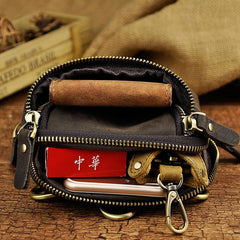 Small Mens Leather Side Bag Belt Pouch Holster Belt Case Waist Pouch for Men