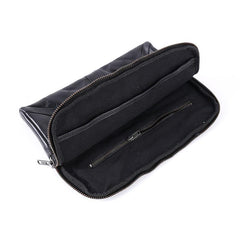 Cool Black Leather Business Mens Clutch Black Hand Bag Great Britain Zipper Clutch Wristlet Large Clutch for Men