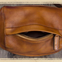 Blue Mens Leather Vintage Vertical Small Messenger Bags Small Side Bag Brown Courier Bag for Men