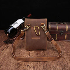 Brown Leather Small Belt Pouch Belt Bag Small Shoulder Bag Waist Bag For Men