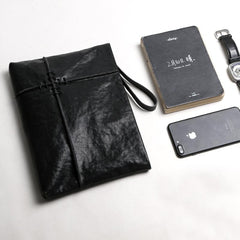 Fashion Leather Men's Black Envelope Clutch Wristlet Clutch Business Clutch For Men