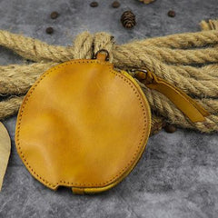 Mens Brown Leather Coin Purse Coin Pouch Change Case Mini Leather Pouch For Men and Women