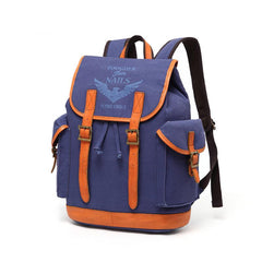 Navy Blue Canvas Mens Large 15'' Laptop Backpack College Backpack Travel Backpack for Men