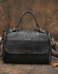 Wine Red Vintage Womens Leather Handbag Purse - Side View