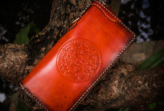 Handmade leather Tibet biker wallet long wallet black leather men phone