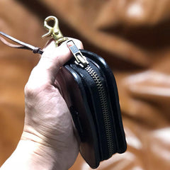 Handmade Brown Leather Mens Cool Key Wallets Car Key Change Coin Holder Car Key Case for Men