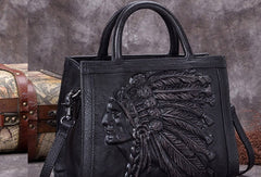 Leather Women Handbag Tooling Vintage Bag Shoulder Bag Purse For Women