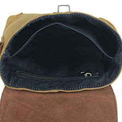 Cool Brown Leather Men's 8 inches Postman Bag Camel Belt Bag Courier Messenger Bag For Men