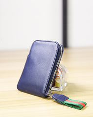 Women Leather Mini Zip Wallet Green Billfold Slim Coin Wallet Small Zip Change Wallet For Women