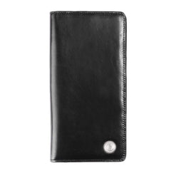 Casual Leather Men's Black Trifold Long Wallet Passport Wallet For Men