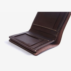 Handmade Cool Leather Mens Bifold Small Wallets billfold Wallet for Men