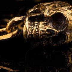 silver Brass Stainless Steel Biker Trucker Skulls Heavy Gothic Skulls Mens Bracelet Biker Jewelry