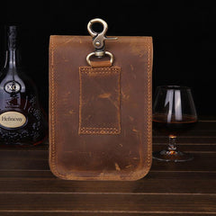 Vintage Brown Leather Men's Belt Pouch Cell Phone Holster Waist Bag For Men