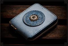 Handmade Leather Tibetan Mens billfold Wallet Cool Chain Wallet Biker Wallet for Men