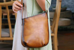 Genuine Leather Handbag Vintage Bucket Bag Crossbody Bag Shoulder Bag Purse For Women - EverHandmade
