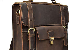 Genuine Leather Mens Cool Messenger Bag Backpack Large Black Travel Bag Hiking Bag For Men