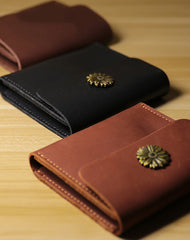 Cute Women Coffee Leather Slim Card Wallet Sunflower Coin Wallets Mini Change Wallets For Women