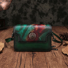 Vintage Leather Brown Womens Small Shoulder Purse Red Shoulder Bag Green Crossbody Purse For Women