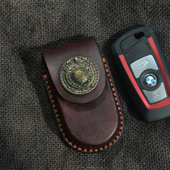 Cool Handmade Brown Leather Mens Car Key Case Car Key Holder with Belt Loop For Men