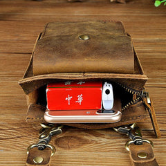 Mens Leather Small Belt Pouch Side Bag Waist Pouch COURIER BAG Holster Belt Case for Men
