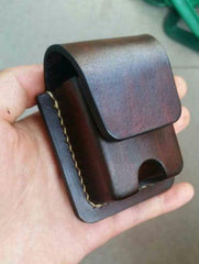 Handmade Leather Classic Zippo Lighter Case Coffee Standard Zippo Lighter Holder Pouch For Men