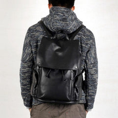 Leather Mens Cool Large Backpacks Black Travel Backpack Hiking Backpack for men