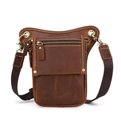 Cool Leather Men's Belt Pouch Waist Bag Small Side Bag Drop Leg Bag For Men