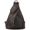 Vintage Large Brown Leather Men's Sling Bag Chest Bag One Shoulder Backpack For Men