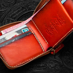 Mah¨¡k¨¡la Leather Brown Small Biker Wallet Mens Cool billfold Chain Wallet Trucker Wallet with Chain