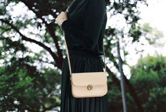 Handmade Leather Round Bag Crossbody Bag Shoulder Bag Purse for Women Leather Bag