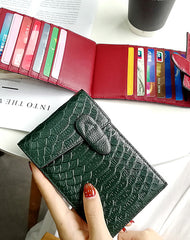 Cute Womens Snake Pattern Green Leather Card Wallets Card Clutch Card Holder Wallet for Women